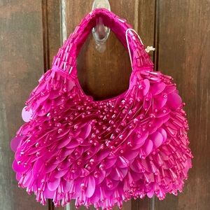 Pink Beaded Purse NWT Made in India